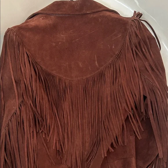 PIONEER Vintage Pioneer Wear Fringed Boho Western Suede Leather Jacket - Picture 5 of 5